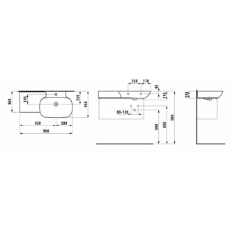 Umyvadlo Laufen Ino 90x45 cm otvor pro baterii uprostřed H8133010001041