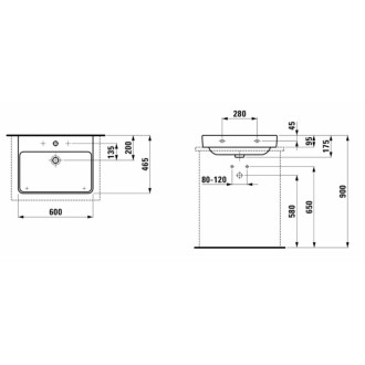 Umyvadlo Laufen Pro S 60x46,5 cm otvor pro baterii uprostřed H8169634001041