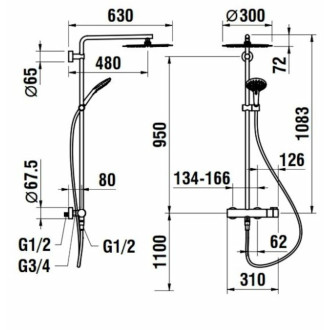 Sprchový systém Laufen Curveplus 150 mm chrom H3336270045361