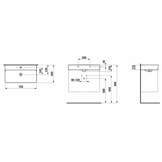 Laufen Val umyvadlo 75x42 cm otvor pro baterii uprostřed H8102850001041