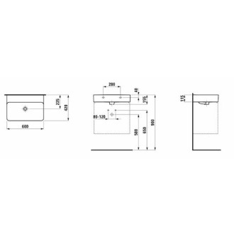 Umyvadlo Laufen Ino 60x42 cm bez otvoru pro baterii H8102830001091