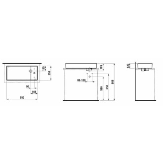 Umyvadlo na desku Laufen Kartell By Laufen 75x35 cm otvor pro baterii, bez přepadu H8123320001111