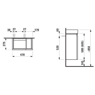 Koupelnová skříňka pod umyvadlo Laufen Pro 47x27,5x62 cm dub H4830010954791