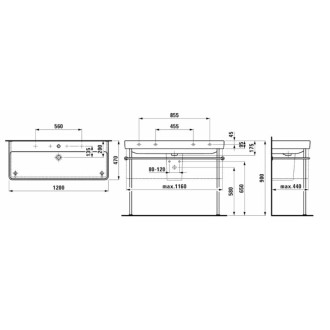 Umyvadlo Laufen Pro S 120x46 cm dva otvory pro baterii H8149650001071