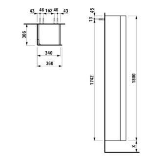 Koupelnová skříňka vysoká Laufen Ino 36x30,6x180 cm bílá mat H4254510301701