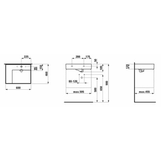 Umyvadlo Laufen Kartell By Laufen 60x46 cm otvor pro baterii, bez přepadu H8103350001111