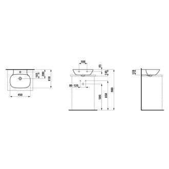 Umývátko Laufen Ino 45x41 cm bez otvoru pro baterii H8163000001091