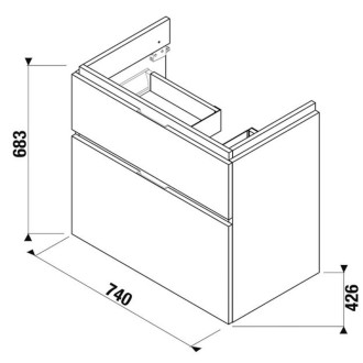 JIKA Skříňka umyv 75 cm 8.1242.2, 2 zásuvky, L výřez H40J4254045191
