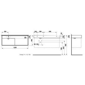Umyvadlo Laufen Kartell By Laufen 120x46 cm otvor pro baterii, bez přepadu H8133320001111