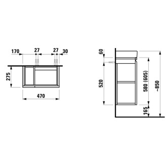 Koupelnová skříňka pod umyvadlo Laufen Pro S 47x27,5x62 cm grafit H4830020954801