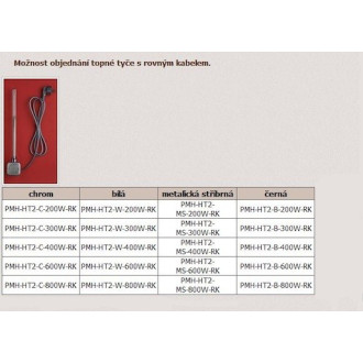 Topná tyč P.M.H. s termostatem 600 W CR rov.kabel HT2600CRR