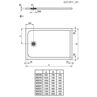 Sprchová vanička obdélníková Ideal Standard 0 100x90 cm litý mramor černá K8220FV