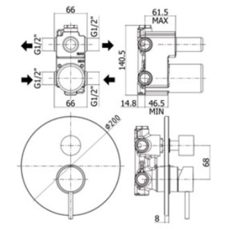 Sprchová baterie Paffoni Light včetně podomítkového tělesa nerez LIG018ST