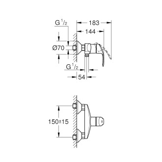 Sprchová baterie Grohe Eurosmart New bez sprchového setu chrom 33555002