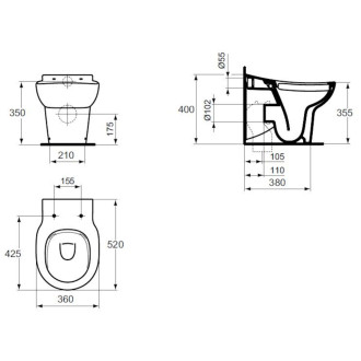 Wc stojící Ideal Standard Contour 21 vario odpad S312601