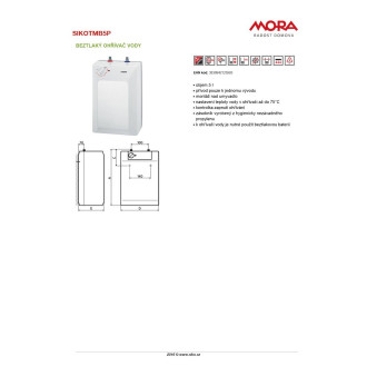 Beztlaký ohřívač vody Mora Mini 5 litrů 560573