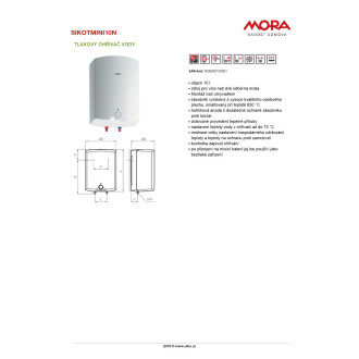 Bojler Mora Mini Plus 10 litrů SIKOTMINI10N