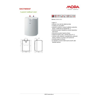 Bojler Mora Mini Plus 5 litrů 560594