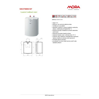 Bojler Mora Mini Plus 10 litrů 298501