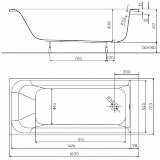 Obdélníková vana Kolo Rekord 160x70 cm akrylát levá i pravá XWP1660000