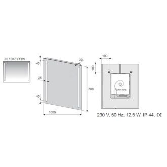 Zrcadlo LED 100x70,senzor,IP44 ZIL10070LEDS