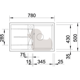 Set dřezu a baterie Blanco 09 METRA 45 S 78x50 cm antracit + MIDA SETB2