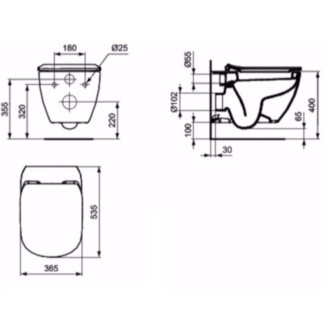 Wc s prkénkem softclose závěsné Ideal Standard Testra zadní odpad SIKOSIST0078