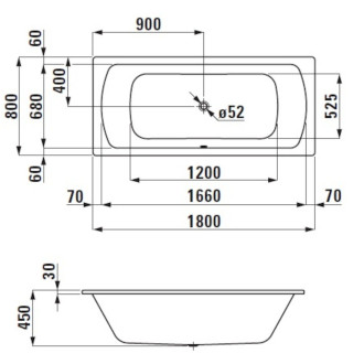 Obdélníková vana Laufen Bolsena 180x80 cm smaltovaná ocel levá i pravá SIKOVLMP180