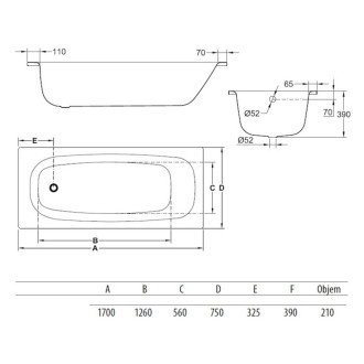 Obdélníková vana Jika Siena 170x75 cm smaltovaná ocel levá i pravá SIKOVJTA17075