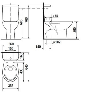 Stojící WC kombi Jika Neo, spodní odpad, 64,9cm H8613950007871