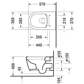 Wc závěsné Duravit Me By Starck zadní odpad 2529092000
