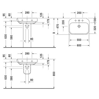 Umyvadlo Duravit Happy D.2 60x47,5 cm otvor pro baterii uprostřed 2316600000
