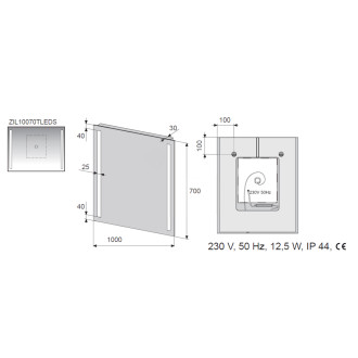 Zrcadlo LED 100x70,TF,senzor,IP44 ZIL10070TLEDS