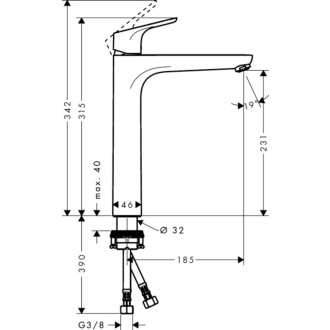 Vysoká umyvadlová baterie Hansgrohe Focus bez výpusti chrom 31532000
