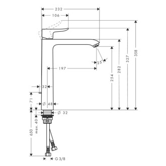 Vysoká umyvadlová baterie Hansgrohe Metris s výpustí chrom 31082000