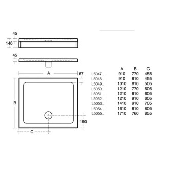 Ideal Standard Simplicity Stone L5048 01 sprchová vanička litý mramor 90x80