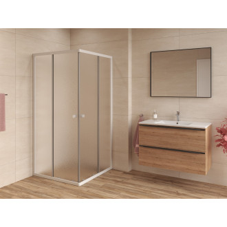 BASIC sprchový kout čtverec 90x90, bílý, sklo chinchila SIKOMUQ90CH0