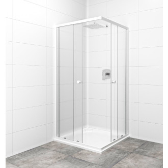 BASIC sprchový kout čtverec 90x90, bílý, sklo chinchila SIKOMUQ90CH0