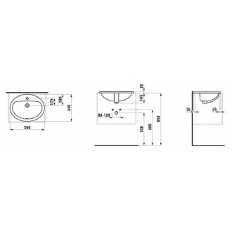 Umyvadlo Laufen Pro 56x44 cm otvor pro baterii uprostřed H8139510001041