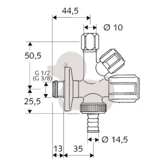 Schell COMFORT ventil kombinovaný 1/2" x 3/4" x 3/8" 035510699