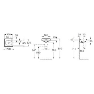 Umývátko Roca Meridian 35x32 cm otvor pro baterii vpravo A327249000