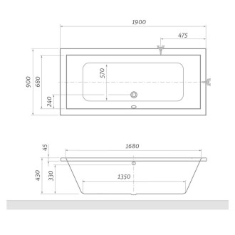 Obdélníková vana Roth Kubic Neo 190x90 cm akrylát levá i pravá 9390000