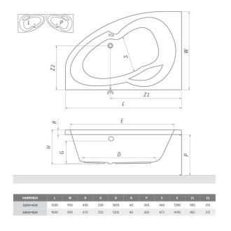 Panel k vaně Roth Harmonia 150 cm akrylát 9800001