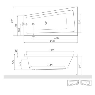 Panel k vaně Roth Eva side 150 cm akrylát 9780001