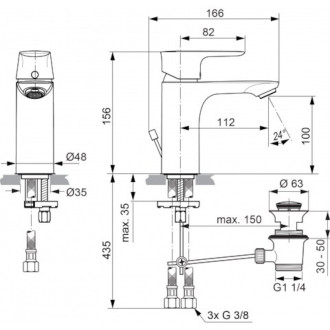 Umyvadlová baterie Ideal Standard Connect Air s vtokem chrom A7022AA