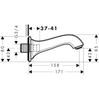 Vanový výtok Hansgrohe Metropol Classic chrom 13425000