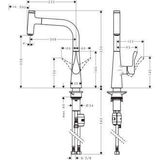 Dřezová baterie Hansgrohe Metris Select M71 s vytahovací sprškou vzhled nerezu 14857800