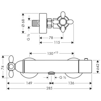 Vanová baterie Hansgrohe Axor Montreux 150 mm kartáčovaný nikl 16261820