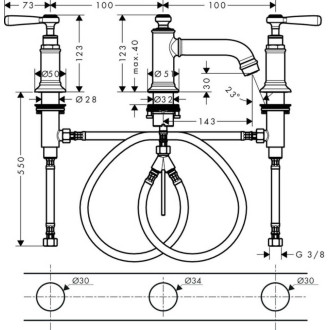 Umyvadlová baterie Hansgrohe Axor Montreux s výpustí kartáčovaný nikl 16535820