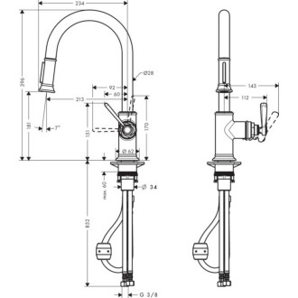 Dřezová baterie Hansgrohe Axor Montreux s vytahovací sprškou vzhled nerezu 16581800